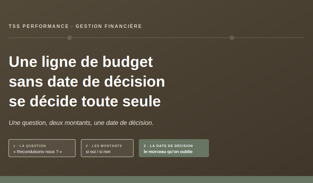 Une ligne de budget sans date de décision se décide toute seule